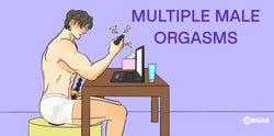 Man experiencing multiple orgasms using BEISAR vibrating butt plug with remote control