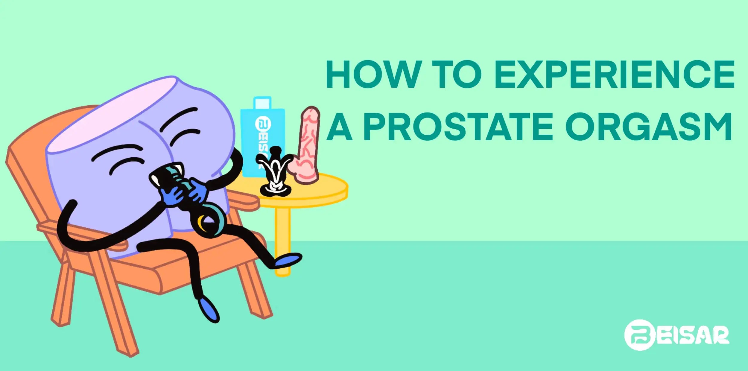 Cartoon butt enjoying BEISAR toys for prostate orgasm achievement