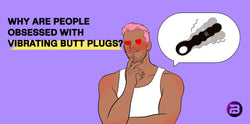 Gay couple with heart eyes fantasizing about vibrating butt plugs, showing obsession with anal pleasure