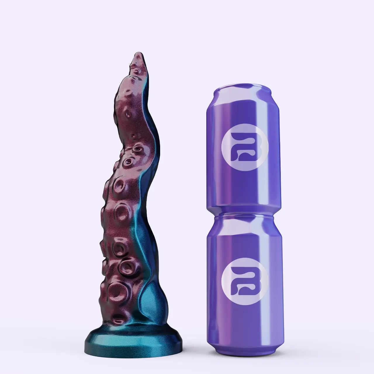 BEISAR Fyrex Octopus Fantasy Dildo displayed next to a soda can for size comparison