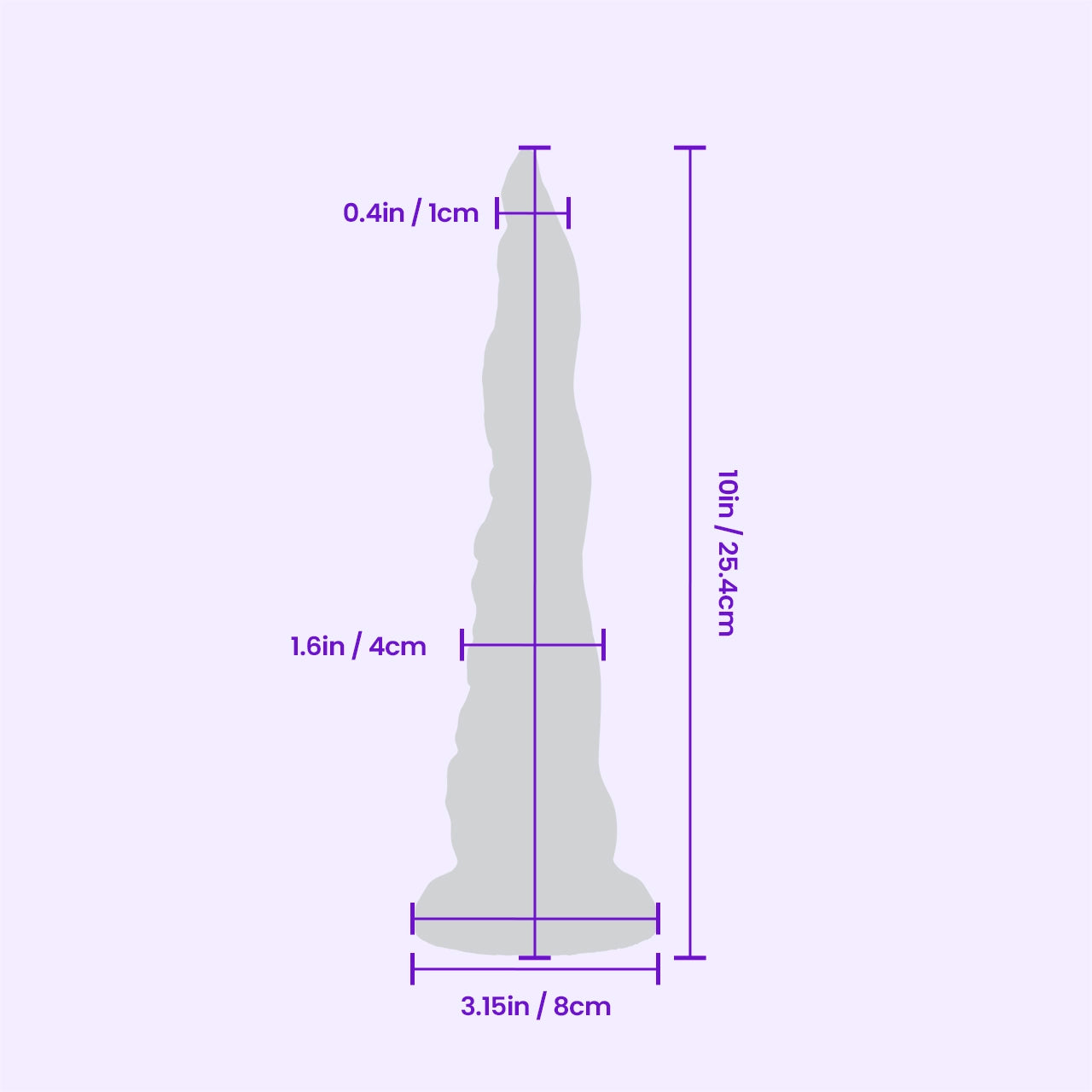 BEISAR Fyrex Octopus Fantasy Dildo detailed dimensions and size guide