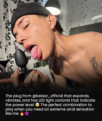 imanuelzahir with BEISAR Piet 2 vibrating plug showcasing LED features and advanced stimulation experience