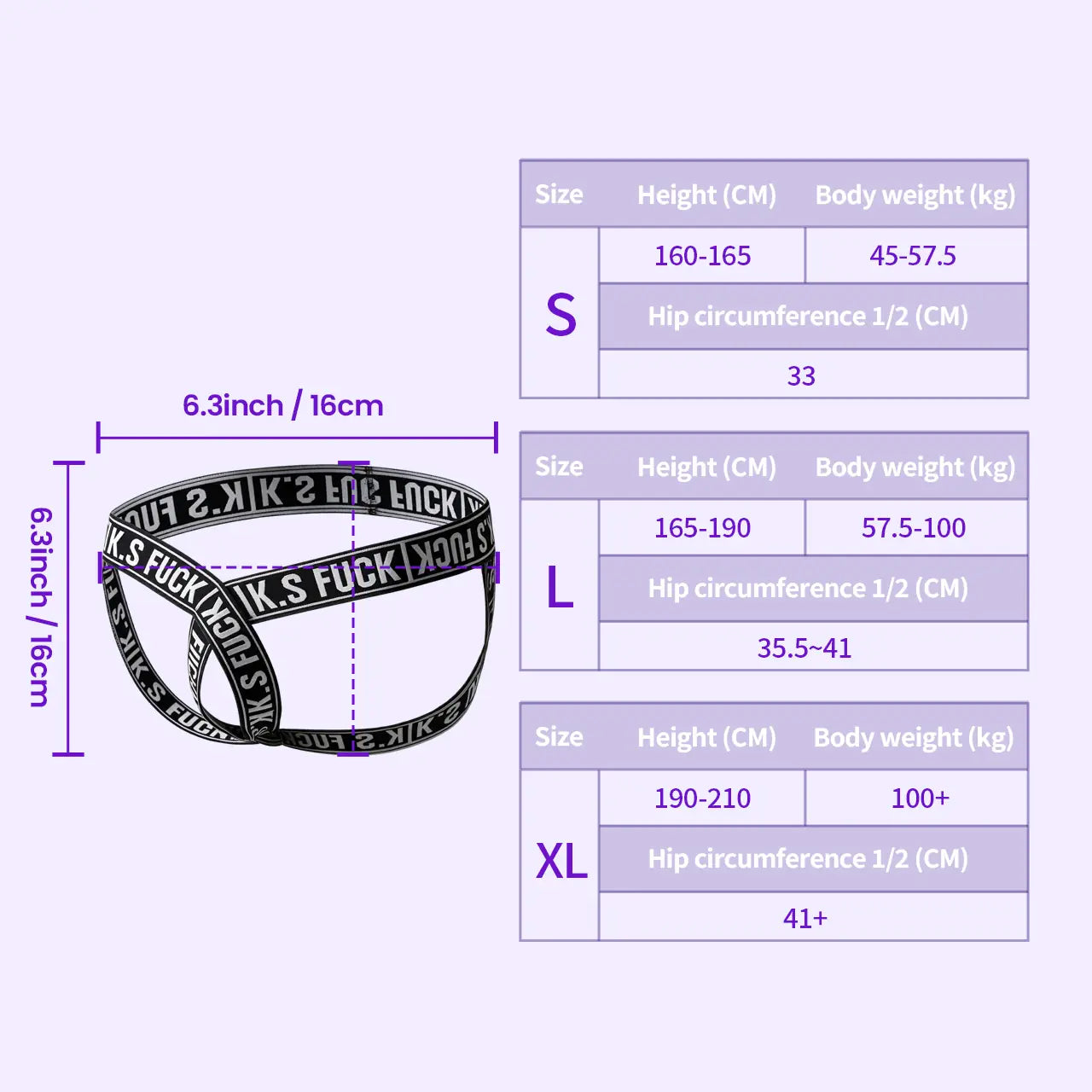 BEISAR Open Crotch Double Thong Panties black white size guide and measurement chart