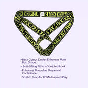 BEISAR Open Crotch Double Thong Panties yellow black open crotch design feature