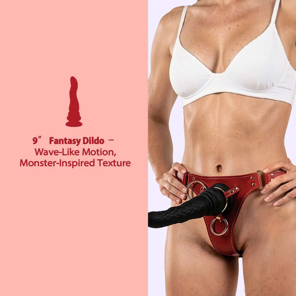 BEISAR Phantom Harness Set modeled with the fantasy dildo and adjustable wearable harness