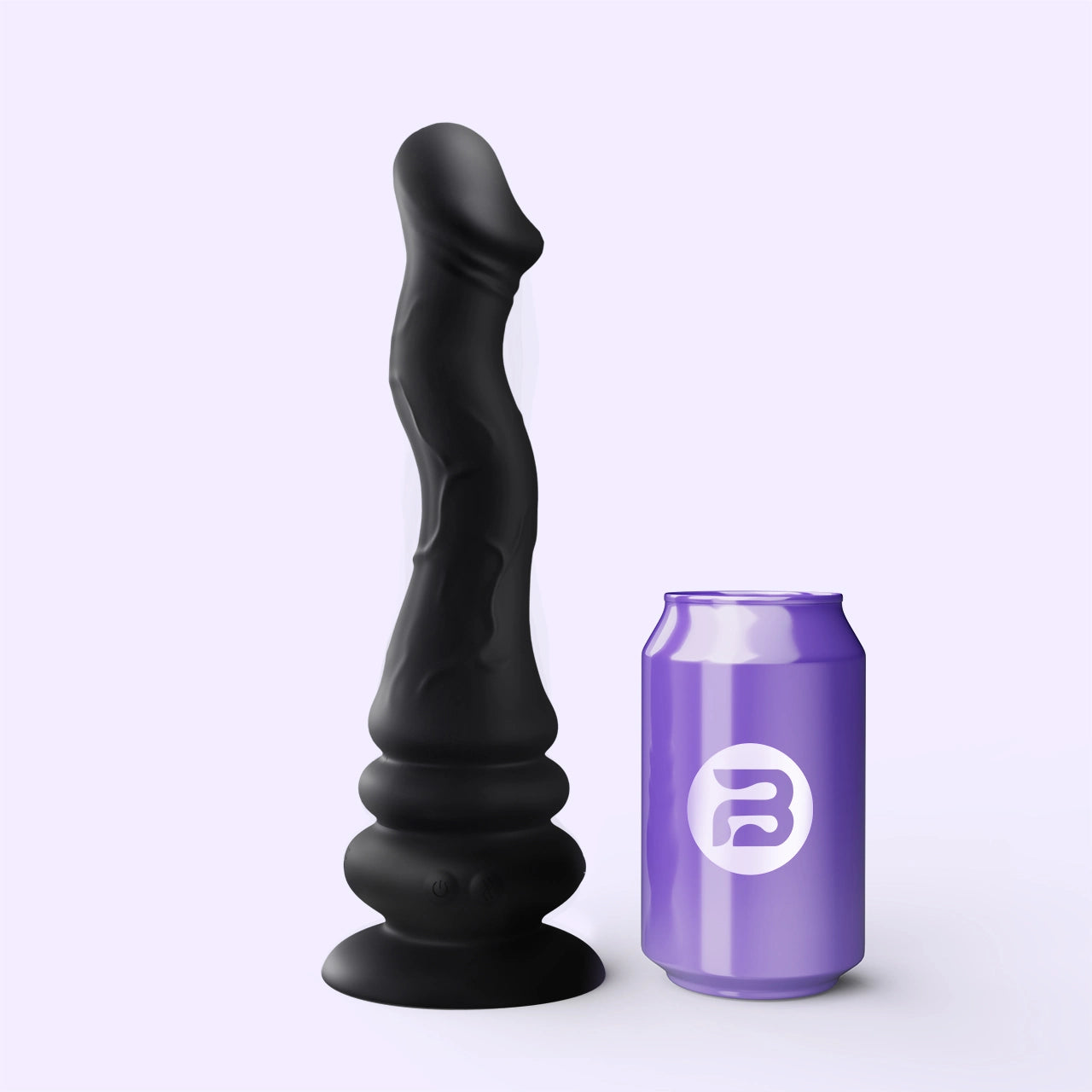 BEISAR Pillar Squirming Fantasy Dildo shown next to a can for size comparison