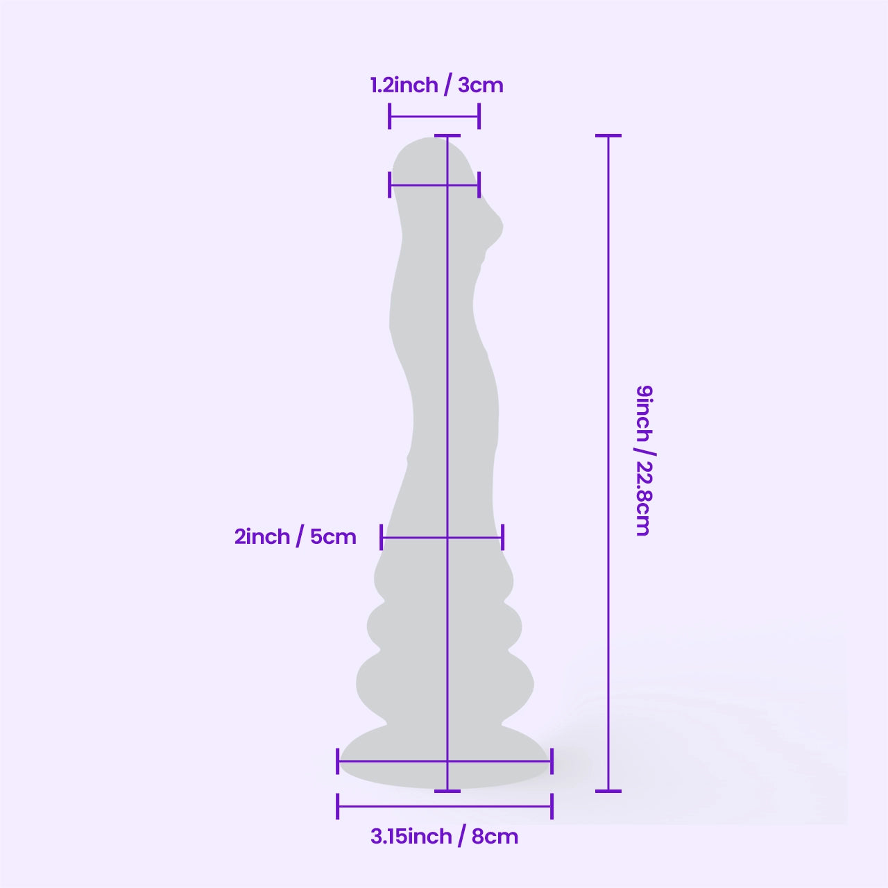 BEISAR Pillar Squirming Fantasy Dildo detailed dimensions and size guide