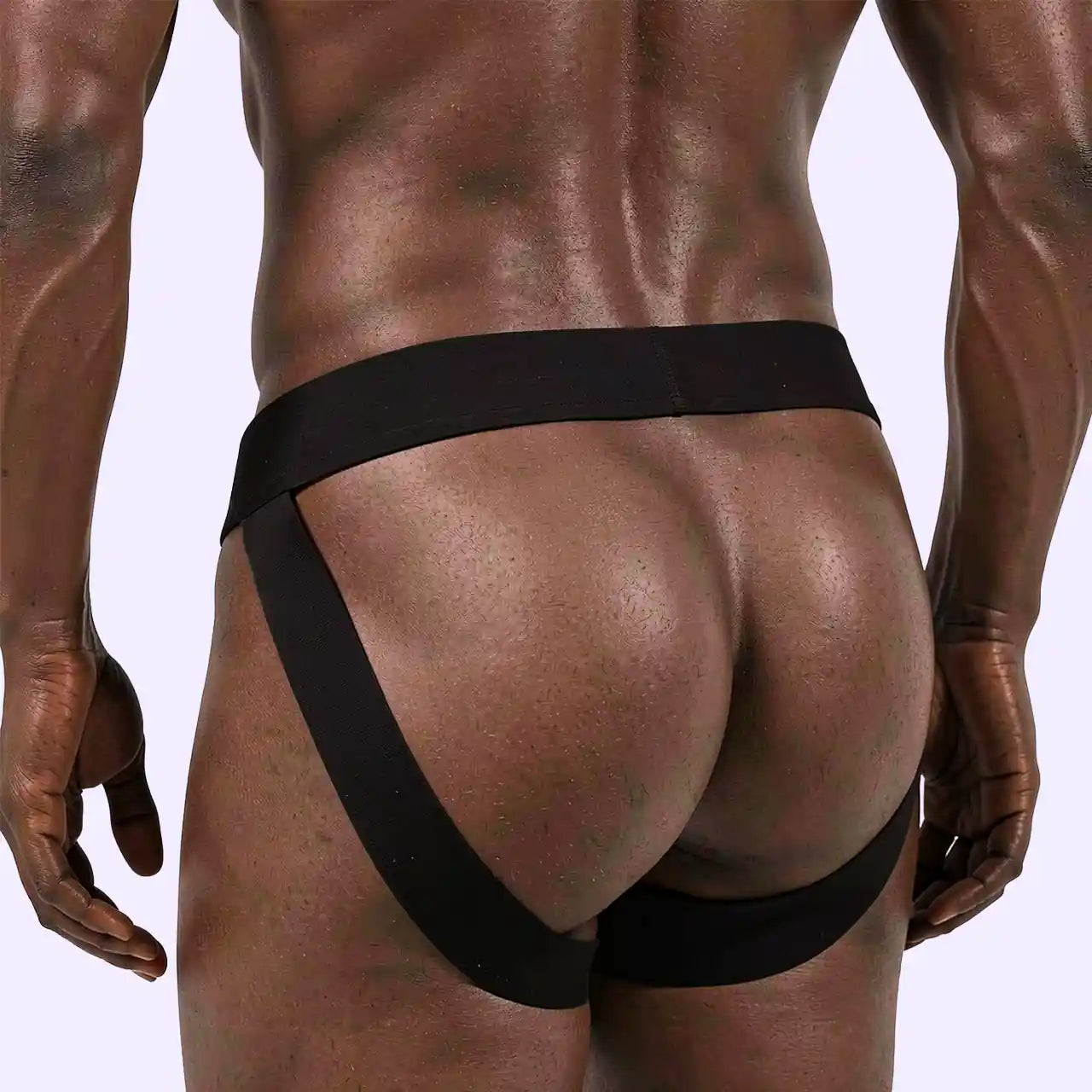 BEISAR Pink Leopard Double Thong Panties worn back view showcasing double thong design and fit