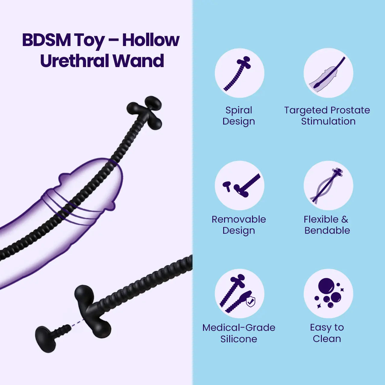 BEISAR Prostix key features overview including stainless steel design and precision urethral stimulation