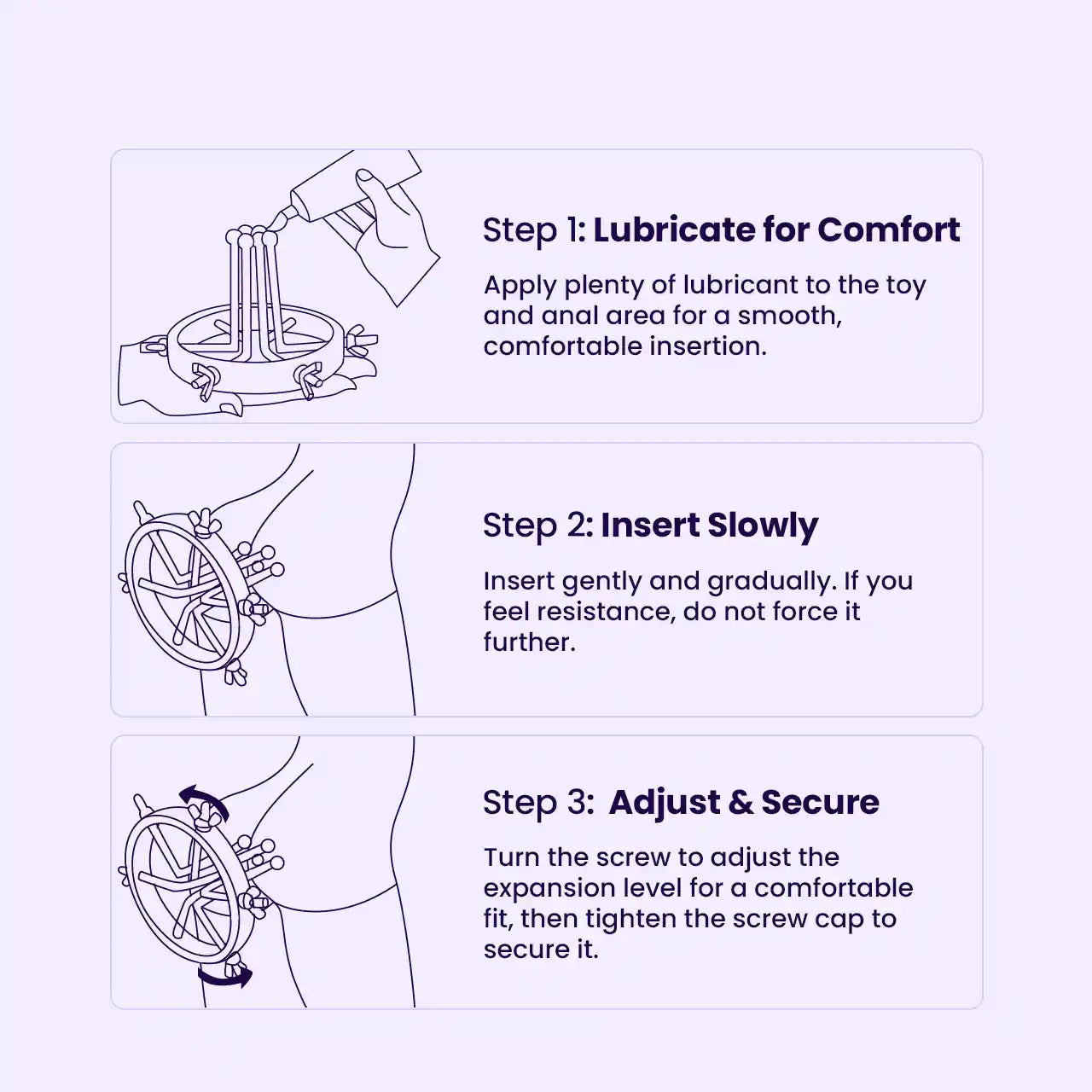 BEISAR Proteus anal dilator step-by-step use guide for controlled expansion