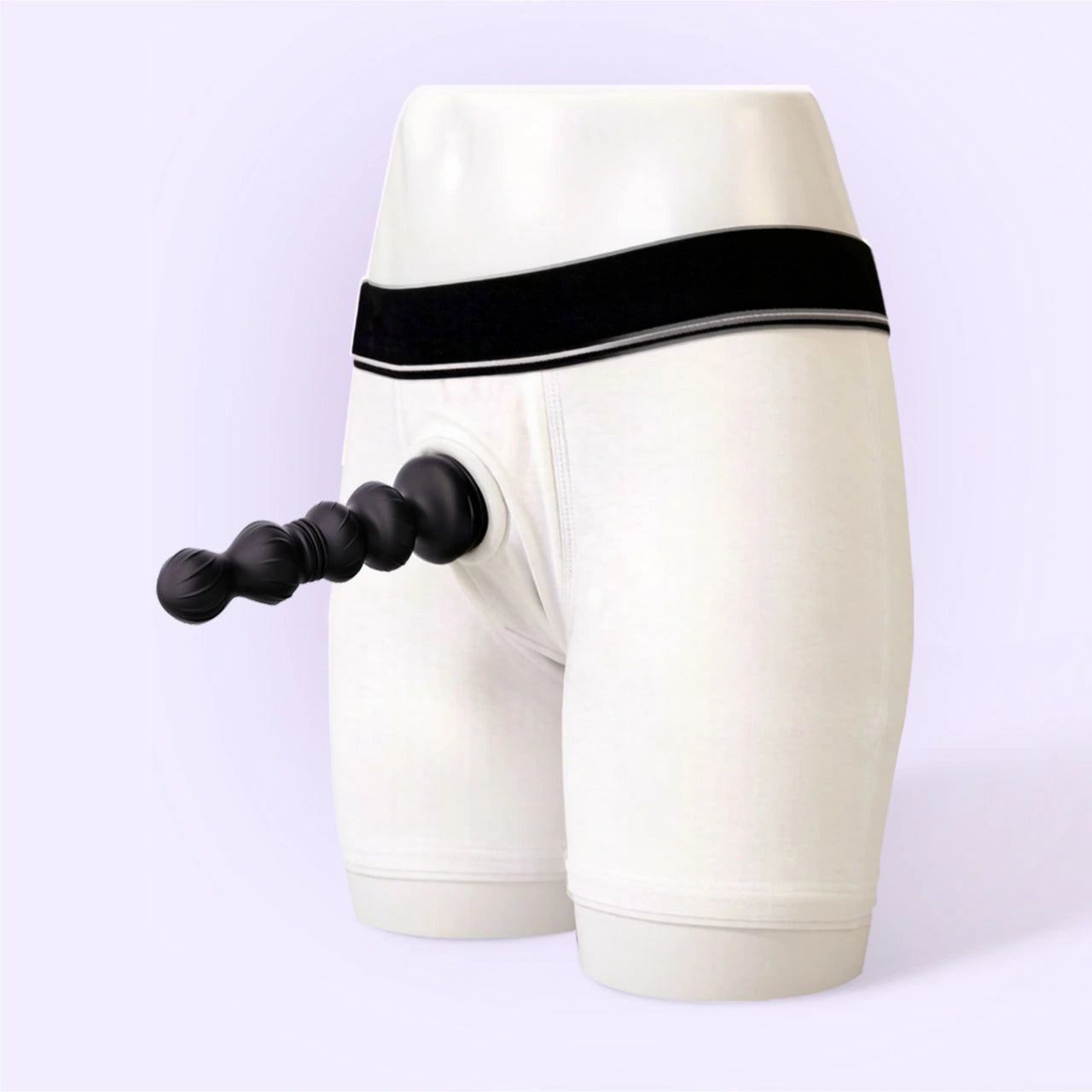 BEISAR White Unisex Strap-On Harness Briefs paired with Pogo product